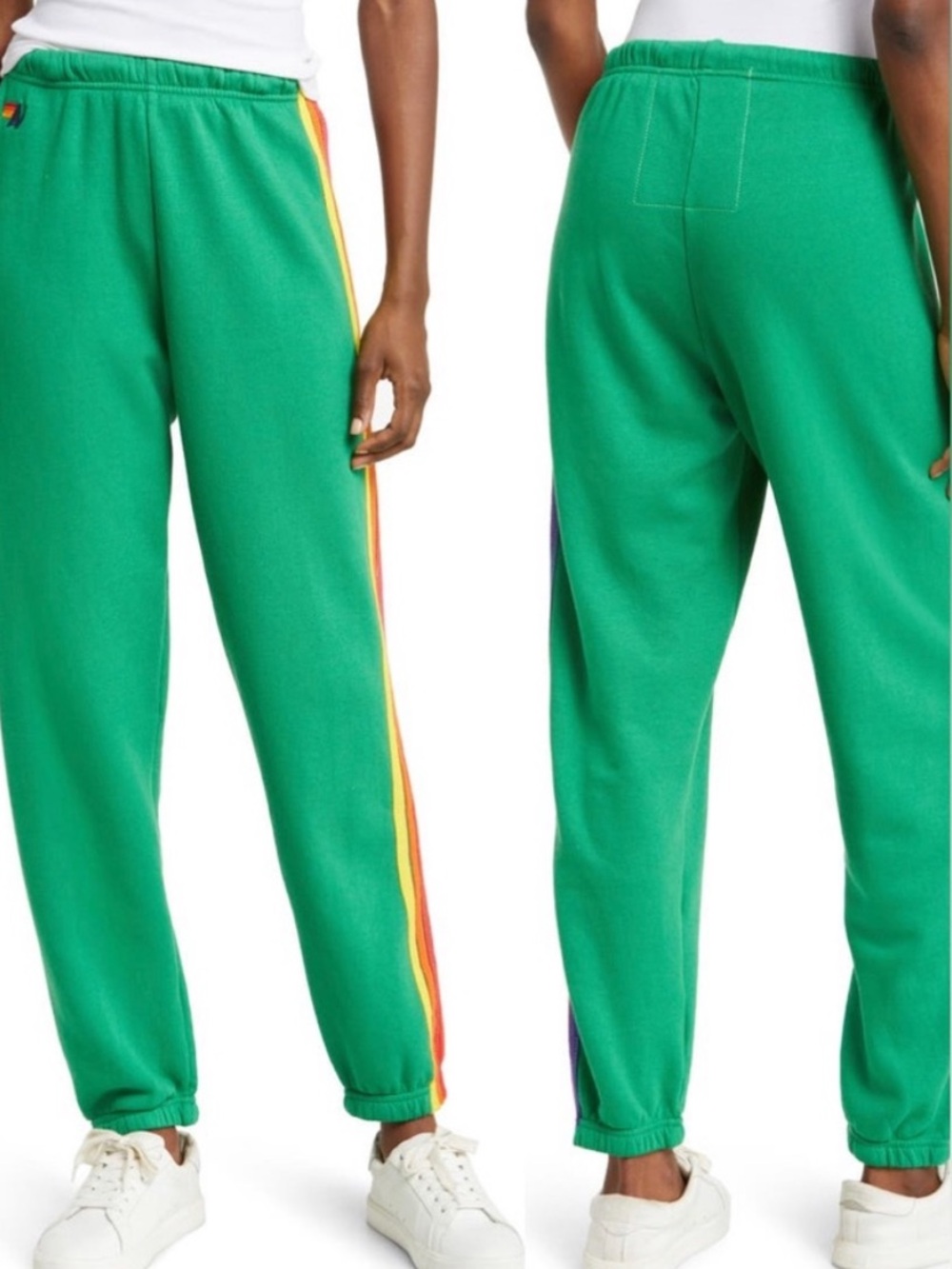 Aviator Nation Green Sweatpants with Side Stripes